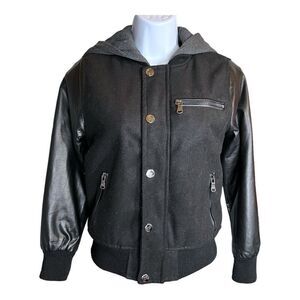 Urban Republic Women's Long Sleeve Hooded Bomber Jacket Black Gray Medium 10/12